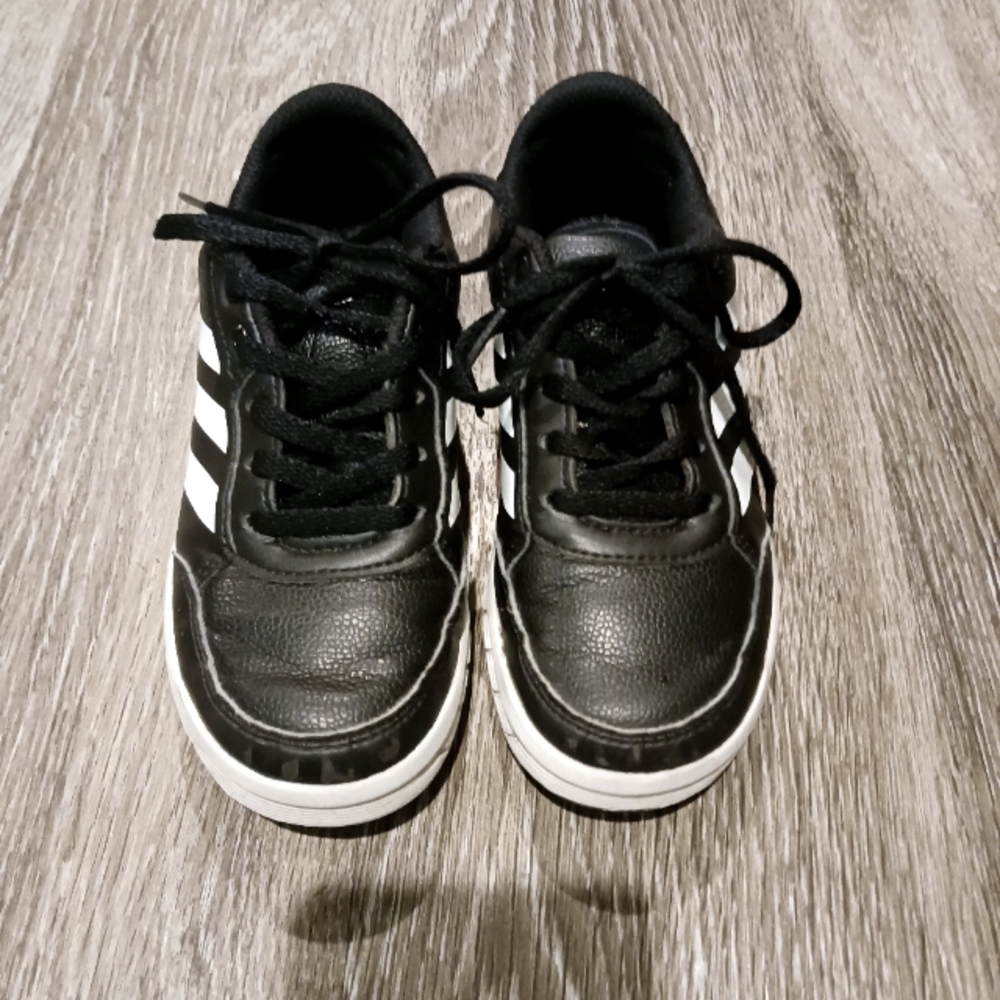 Kids Adidas Black Leather Shoes